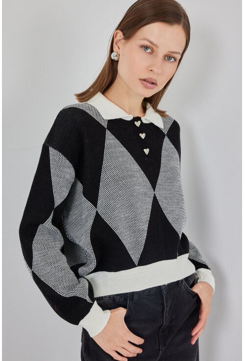 Kadın Crop Triko Kazak 15936