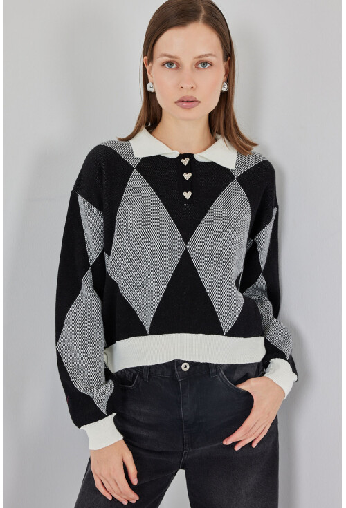 Kadın Crop Triko Kazak 15936