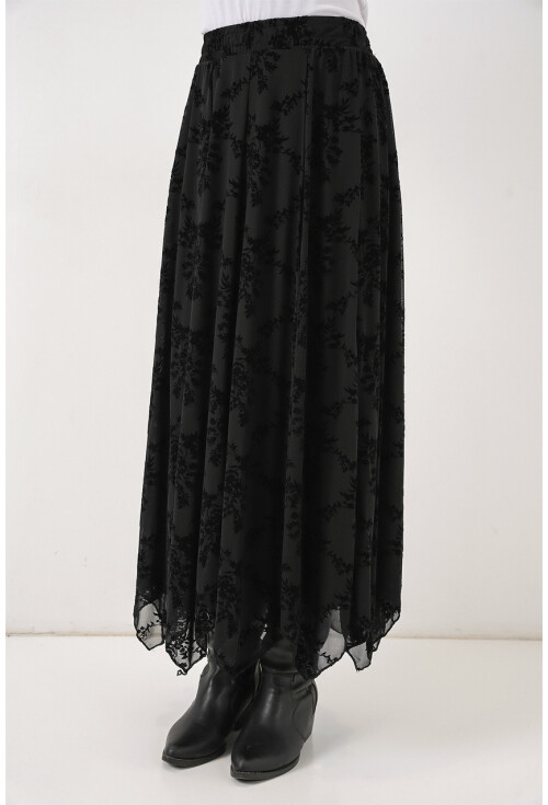 Kadın Desenli Astarlı Etek 8059