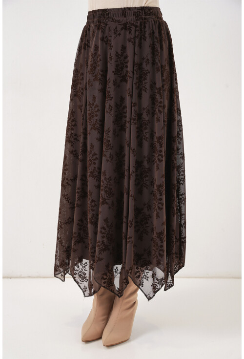 Kadın Desenli Astarlı Etek 8059