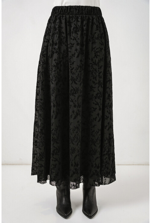 Kadın Desenli Astarlı Etek 8075