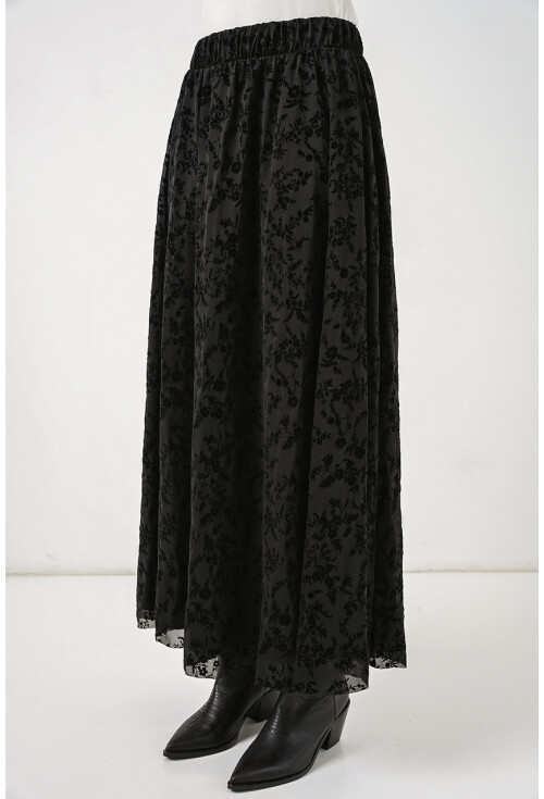 Kadın Desenli Astarlı Etek 8075