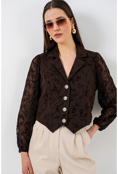 Kadın Desenli Kısa Ceket 0751