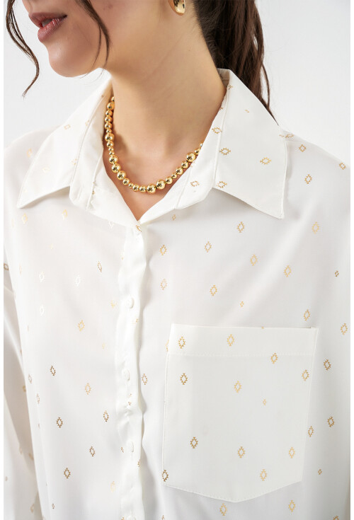 Kadın Desenli Oversize Gömlek 20361