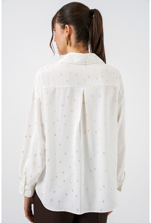 Kadın Desenli Oversize Gömlek 20361