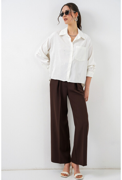 Kadın Desenli Oversize Gömlek 20361