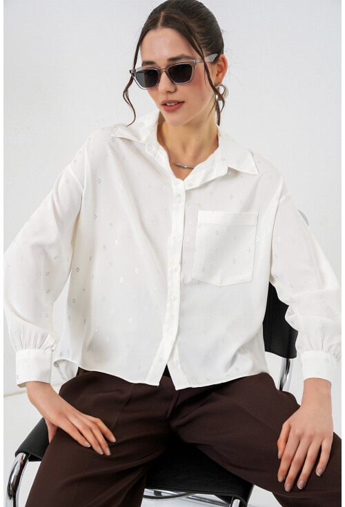 Kadın Desenli Oversize Gömlek 20361