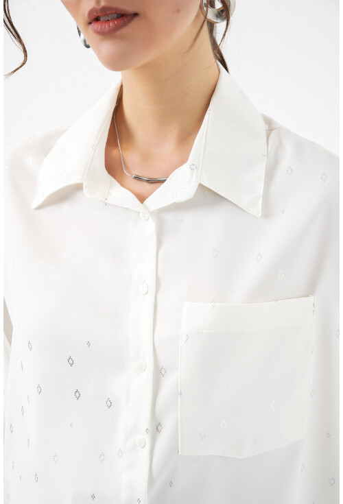 Kadın Desenli Oversize Gömlek 20361