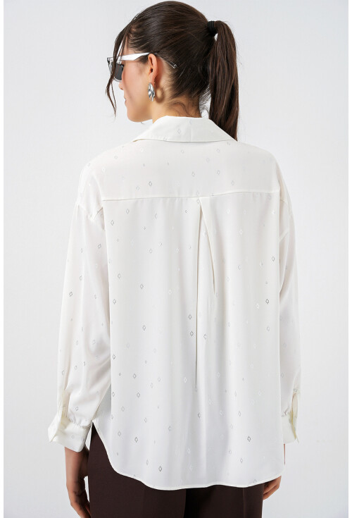 Kadın Desenli Oversize Gömlek 20361