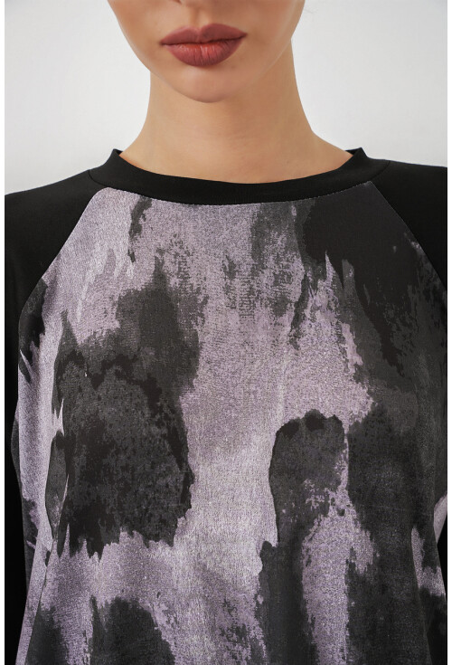 Kadın Desenli Oversize Tunik Pantolon İkili Takım 55462