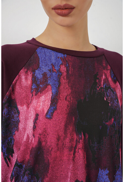 Kadın Desenli Oversize Tunik Pantolon İkili Takım 55462