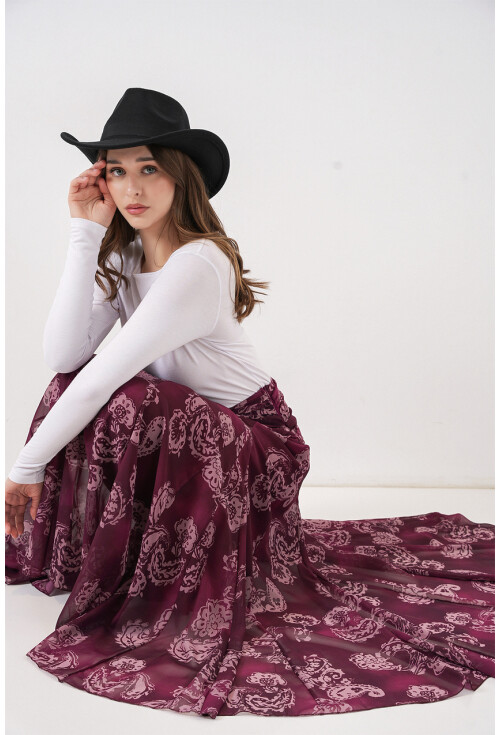 Kadın Desenli Şifon Etek 8057