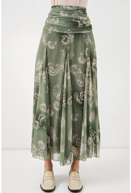 Kadın Desenli Şifon Etek 8057