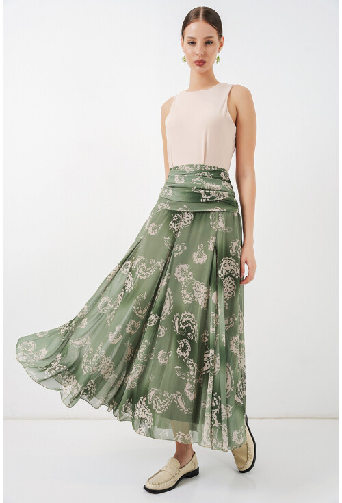 Kadın Desenli Şifon Etek 8057