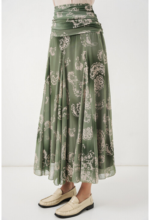 Kadın Desenli Şifon Etek 8057