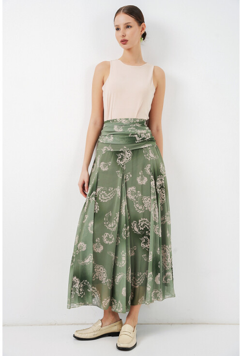 Kadın Desenli Şifon Etek 8057