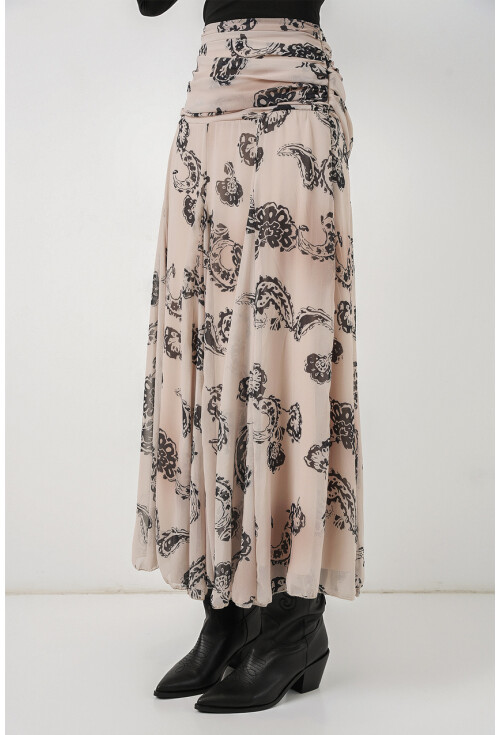 Kadın Desenli Şifon Etek 8057