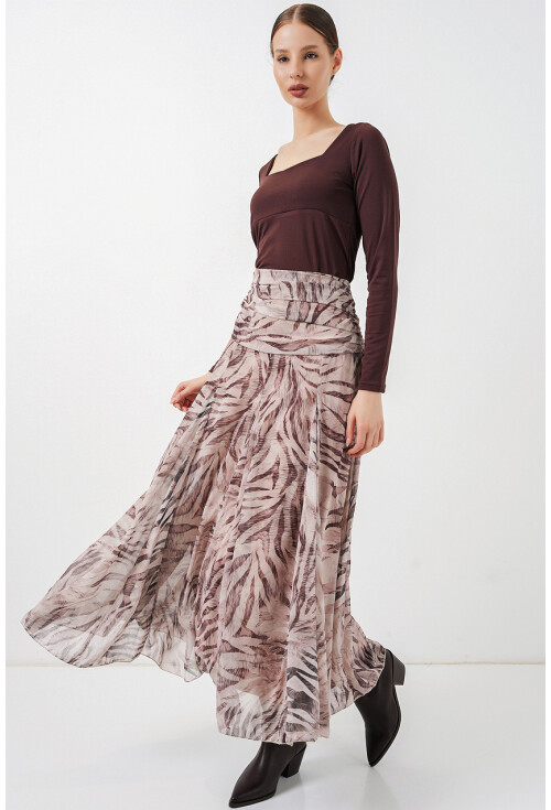 Kadın Desenli Şifon Etek 8057