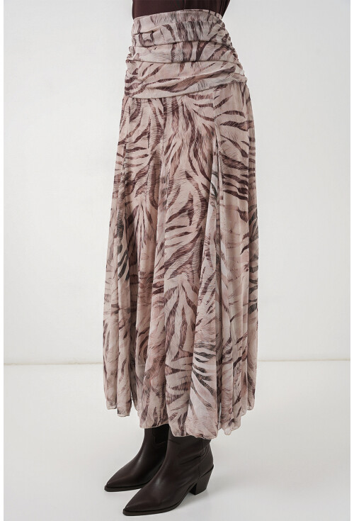 Kadın Desenli Şifon Etek 8057