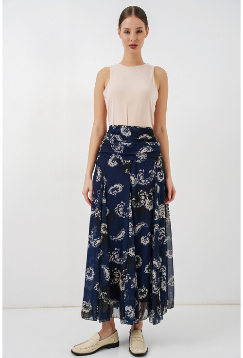 Kadın Desenli Şifon Etek 8057