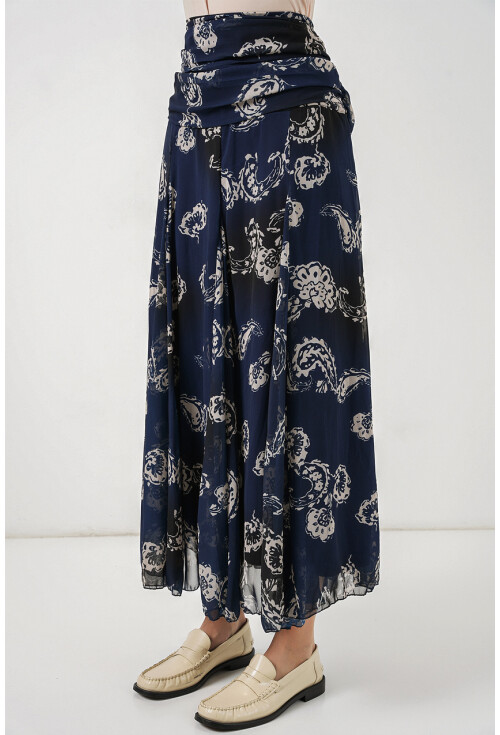 Kadın Desenli Şifon Etek 8057