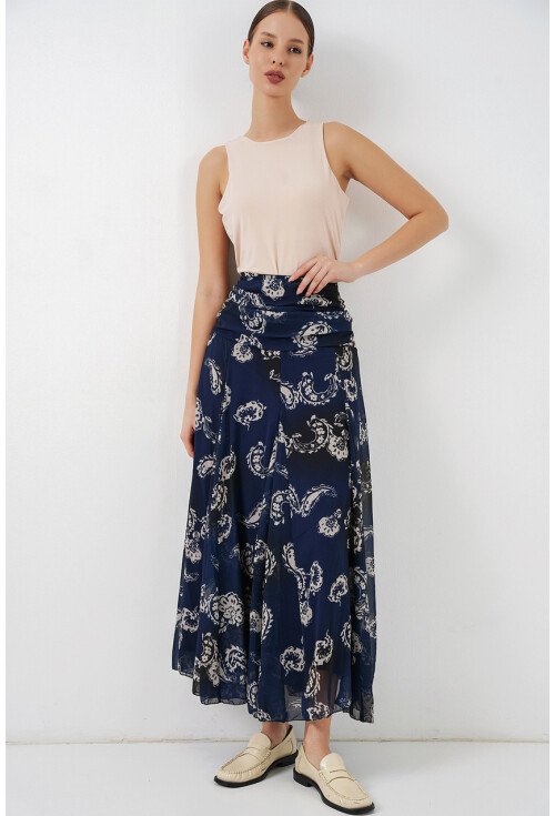 Kadın Desenli Şifon Etek 8057