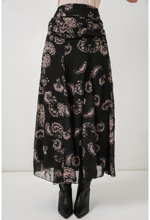 Kadın Desenli Şifon Etek 8057