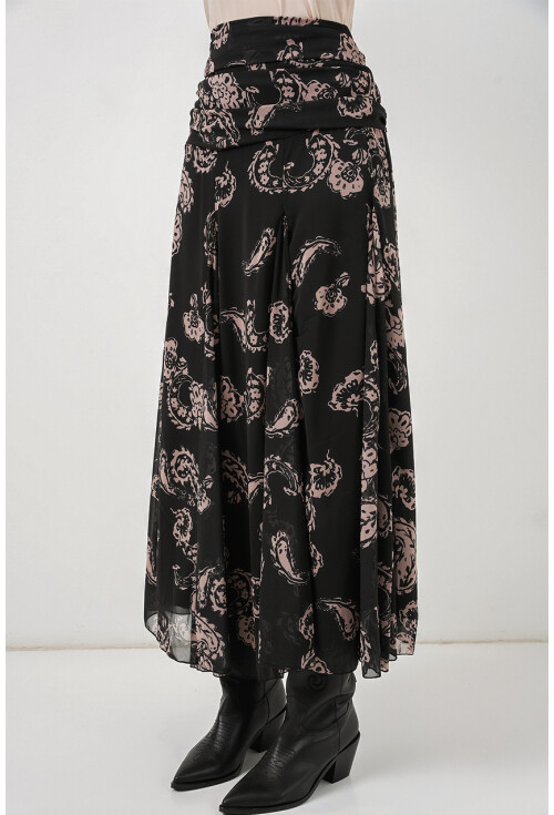 Kadın Desenli Şifon Etek 8057