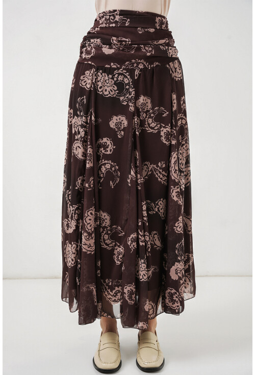 Kadın Desenli Şifon Etek 8057