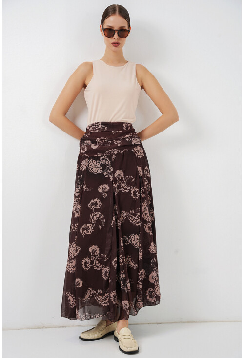 Kadın Desenli Şifon Etek 8057