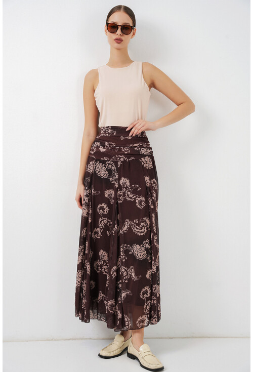 Kadın Desenli Şifon Etek 8057