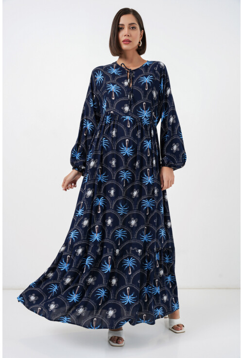 Kadın Desenli Tesettür Elbise 2594