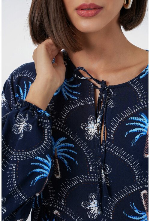 Kadın Desenli Tesettür Elbise 2594