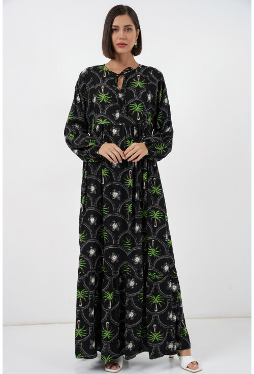 Kadın Desenli Tesettür Elbise 2594