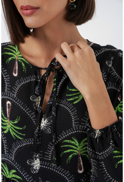 Kadın Desenli Tesettür Elbise 2594