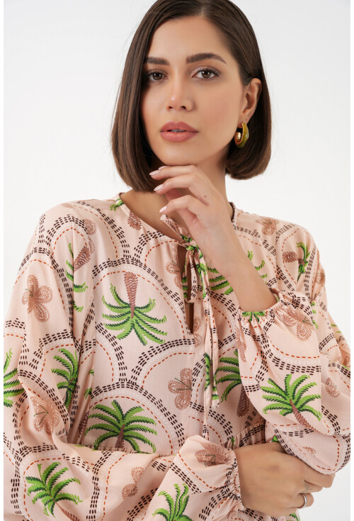 Kadın Desenli Tesettür Elbise 2594