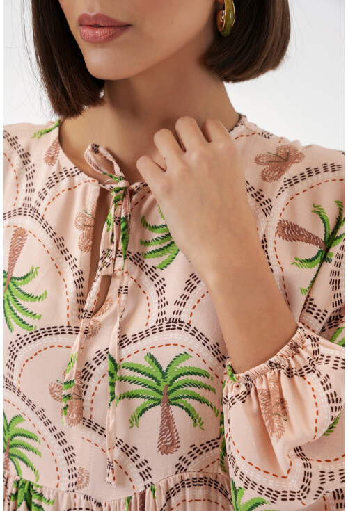 Kadın Desenli Tesettür Elbise 2594