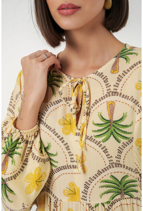 Kadın Desenli Tesettür Elbise 2594