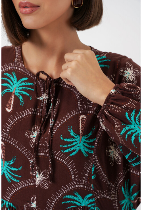 Kadın Desenli Tesettür Elbise 2594