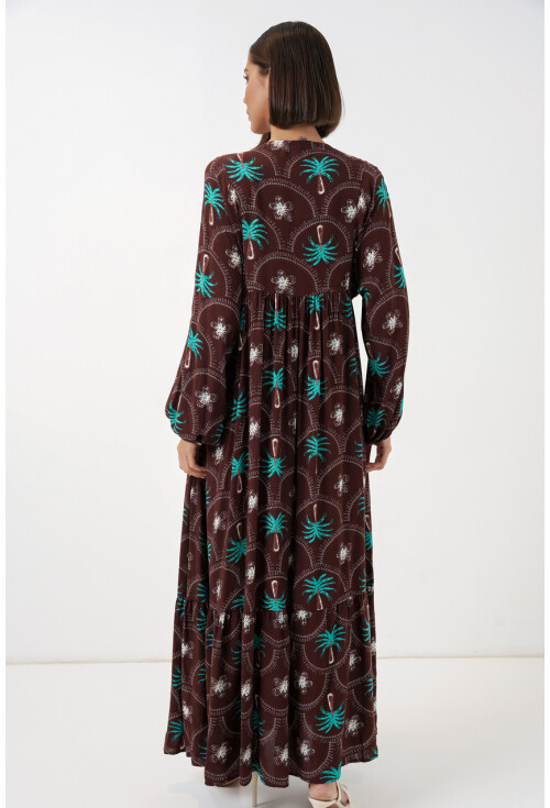 Kadın Desenli Tesettür Elbise 2594