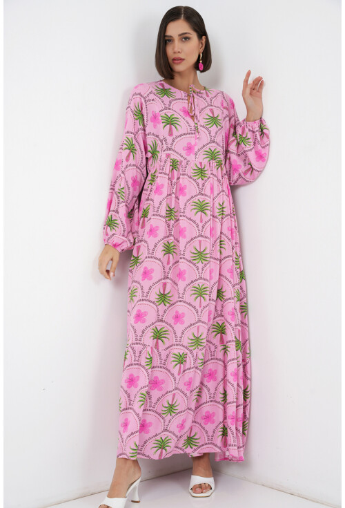 Kadın Desenli Tesettür Elbise 2594
