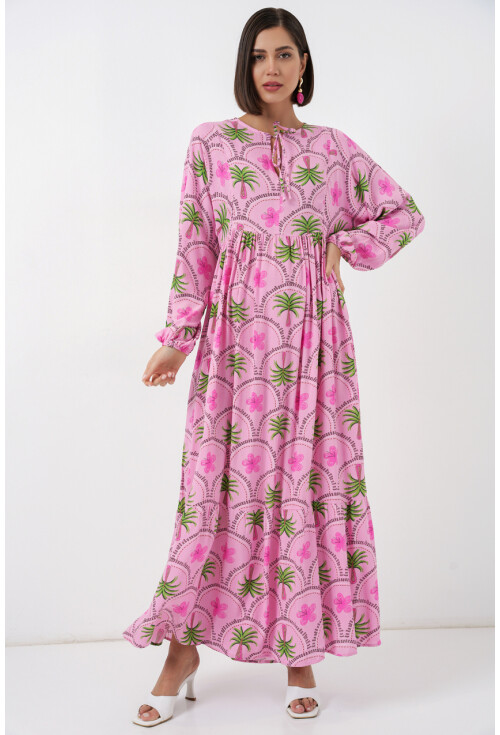 Kadın Desenli Tesettür Elbise 2594