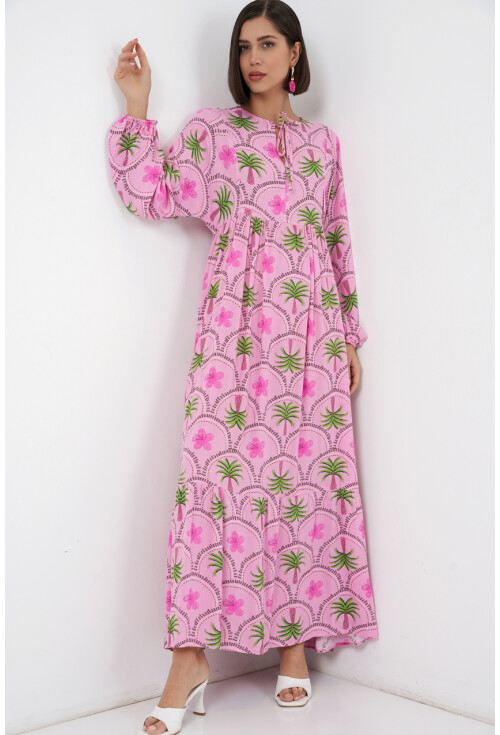 Kadın Desenli Tesettür Elbise 2594