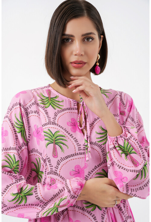 Kadın Desenli Tesettür Elbise 2594