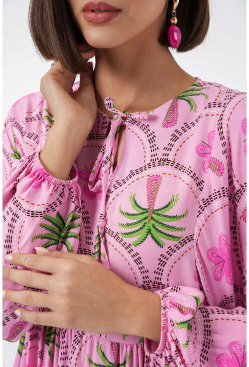 Kadın Desenli Tesettür Elbise 2594