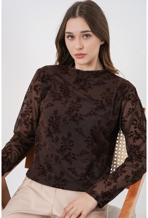 Kadın Desenli Uzun Kol Bluz 983