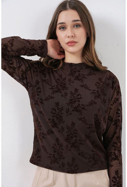 Kadın Desenli Uzun Kol Bluz 983