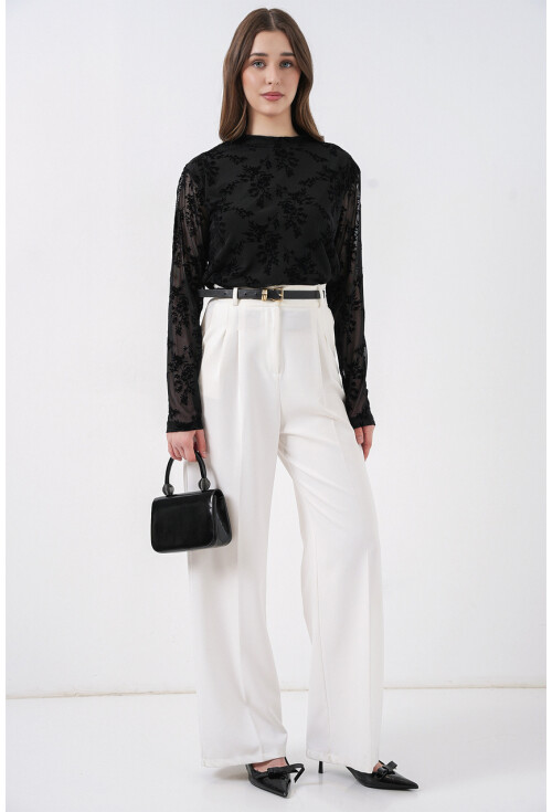 Kadın Desenli Uzun Kol Bluz 983