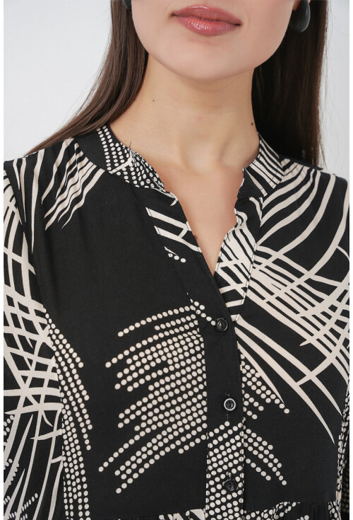 Kadın Desenli Uzun Tesettür Elbise 2585