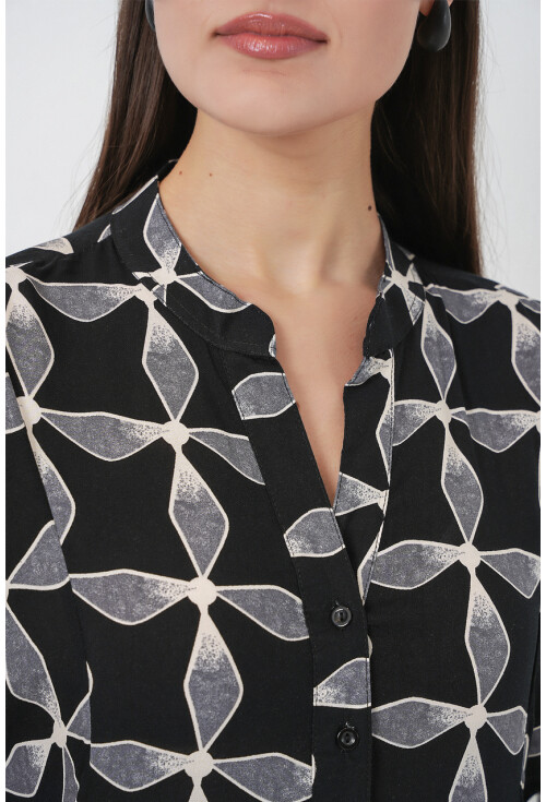 Kadın Desenli Uzun Tesettür Elbise 2585